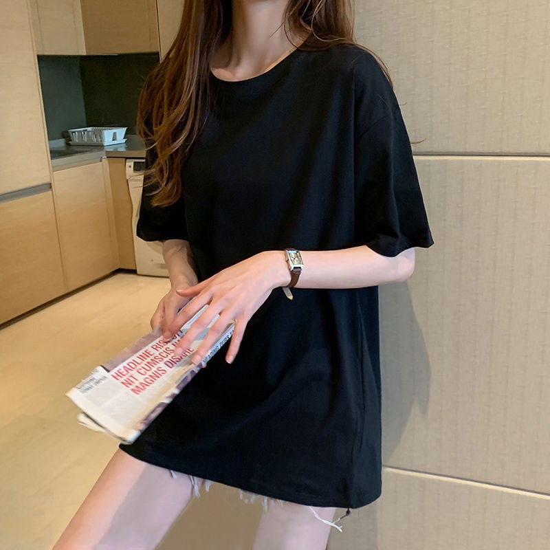 Áo Thun cotton Ngắn Tay Dáng Rộng Thời Trang Mùa Hè Hàn Quốc Dành Cho Nữ