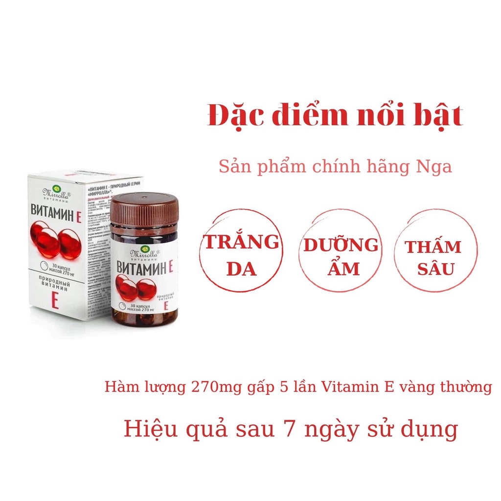 Vitamin e đỏ nga mirrolla - hàm lượng 270mg chính hãng đủ bill - ảnh sản phẩm 4