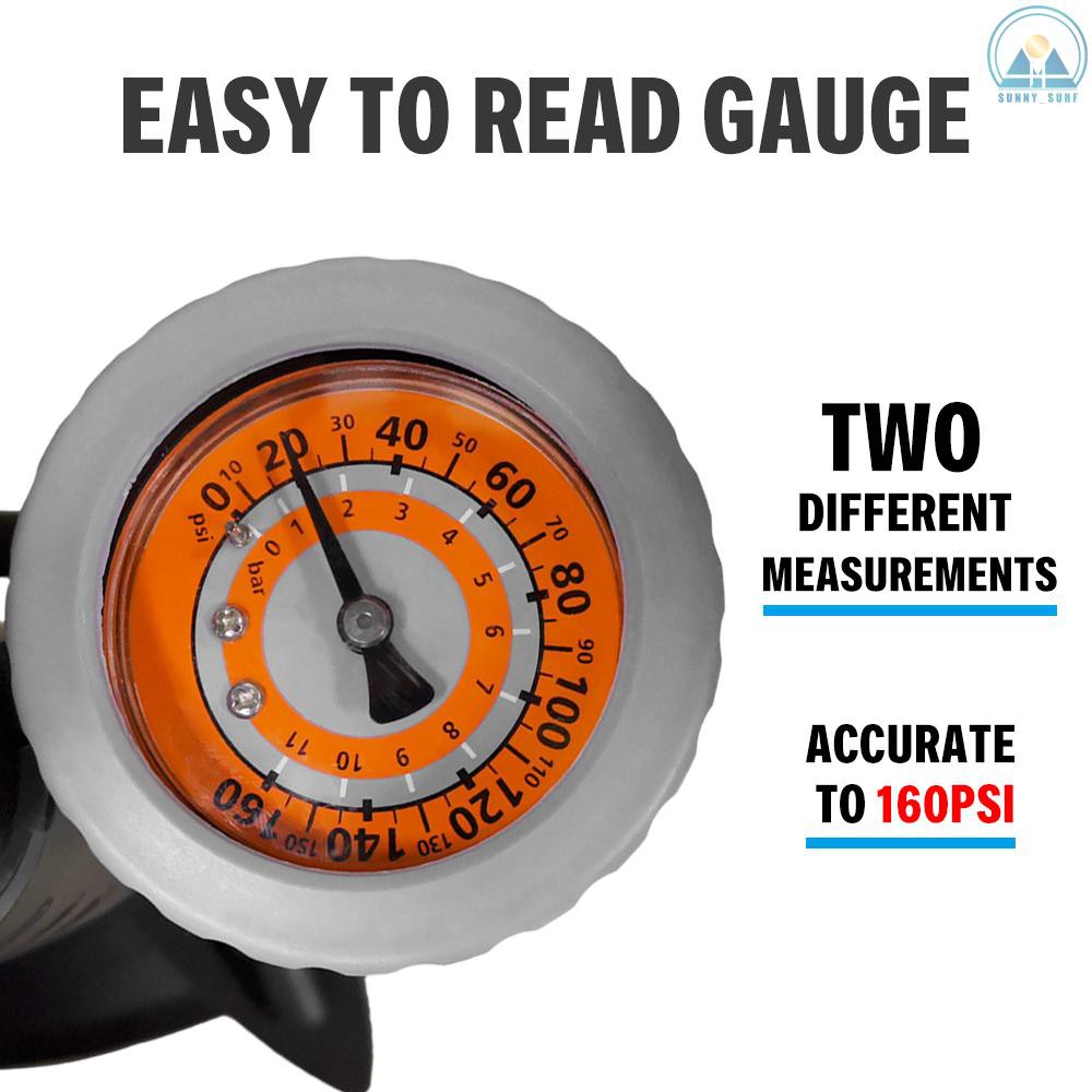 Sunny☀ Bicycle Floor Pump Tire Inflator with Gauge Cycling Bike Air Pump