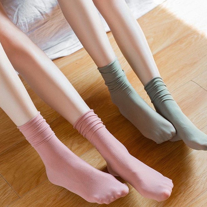 Tất nhún vớ nữ nhún cổ cao vintage phong cách Hàn Quốc nhiều màu mùa hè thoáng khí