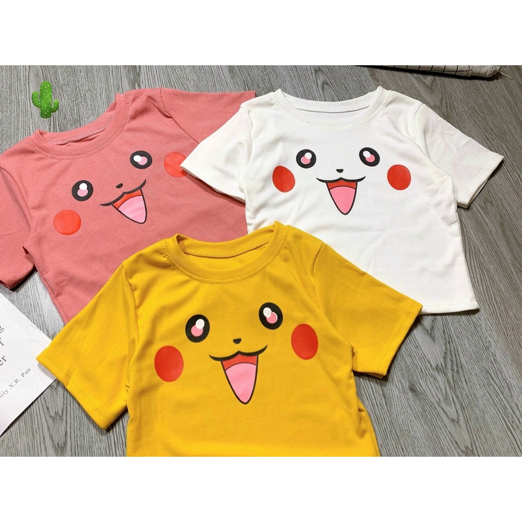 áo kiểu croptop thun mềm in hình pika pc