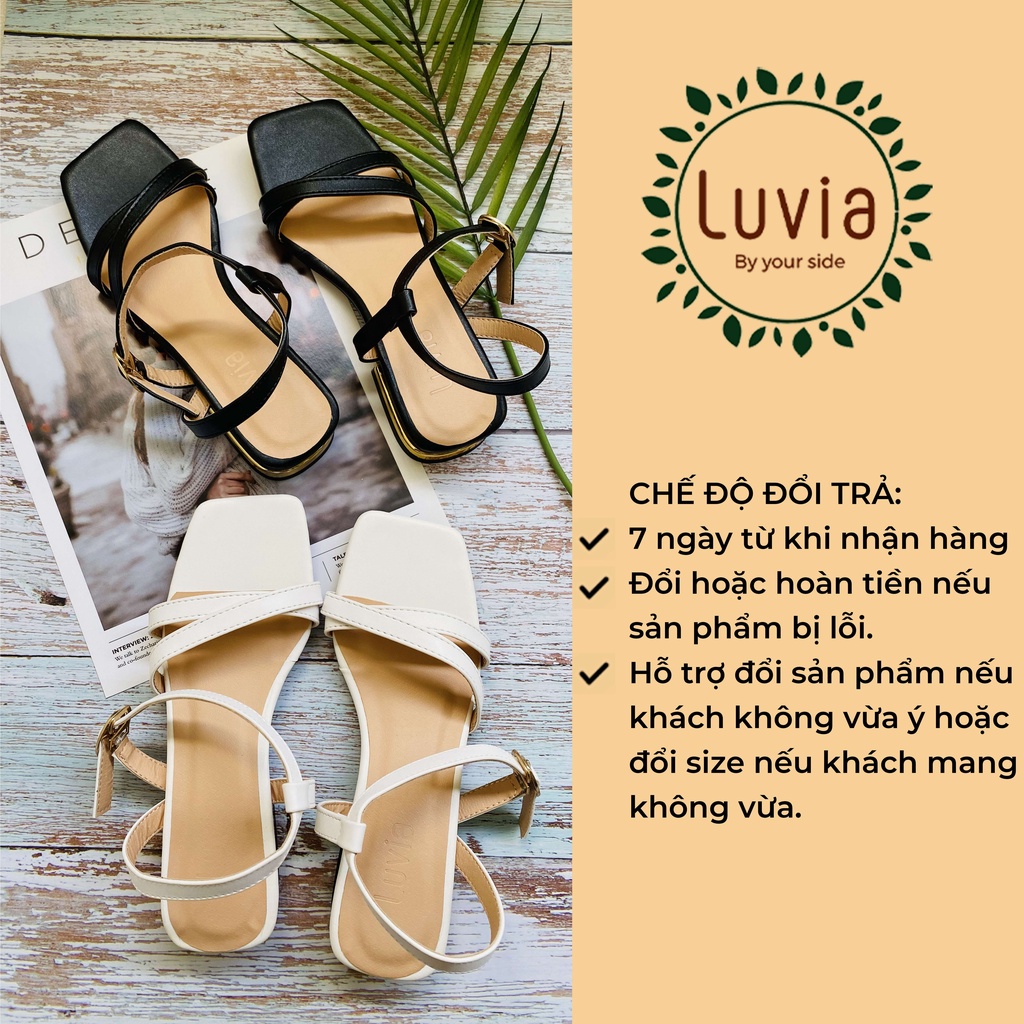 Sandal nữ cao gót đế vuông 2 phân Luvia 15SD