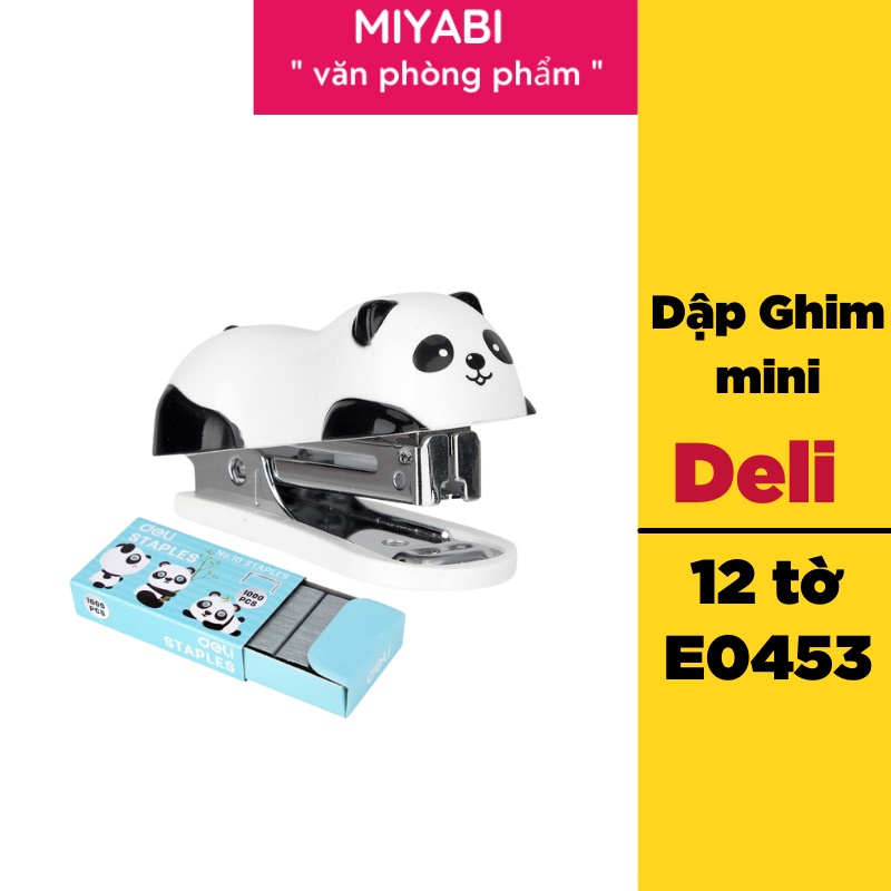 Dập ghim mini Deli kèm đạn ghim #10 – ghim bấm 12 trang/ E0453– màu Trắng cute dành cho học sinh - sinh viên