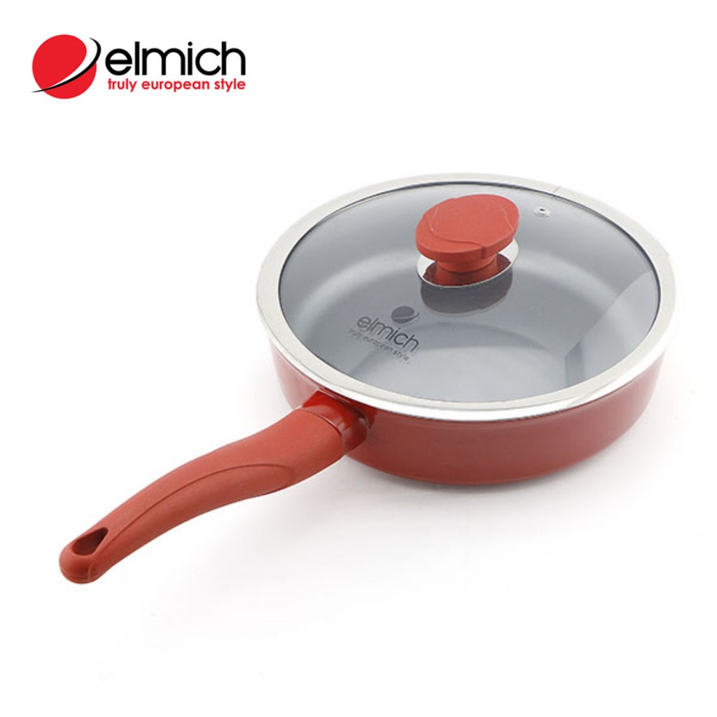 Chảo chống dính có nắp kính cường lực bếp từ Elmich VITAPLUS FIORE size 0350 24cm và 0351 26cm giá sốc sốc