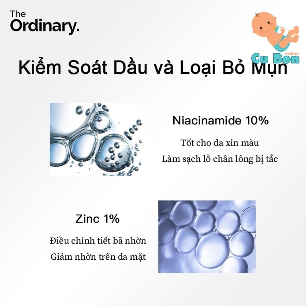 Serum The Ordinary Niacinamide 10% + Zinc 1% Canada Giúp Cân Bằng Bã Nhờn Làm Sáng Da Thu Nhỏ Lỗ Chân Lông 30ml