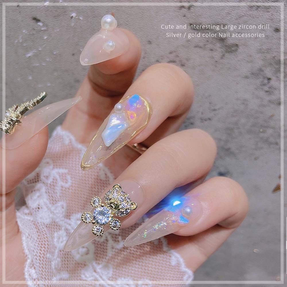 [Hàng mới về] Hạt phụ kiện trang trí móng tay nghệ thuật hình gấu lấp lánh bằng hợp kim kiểu Nhật Bản sang trọng