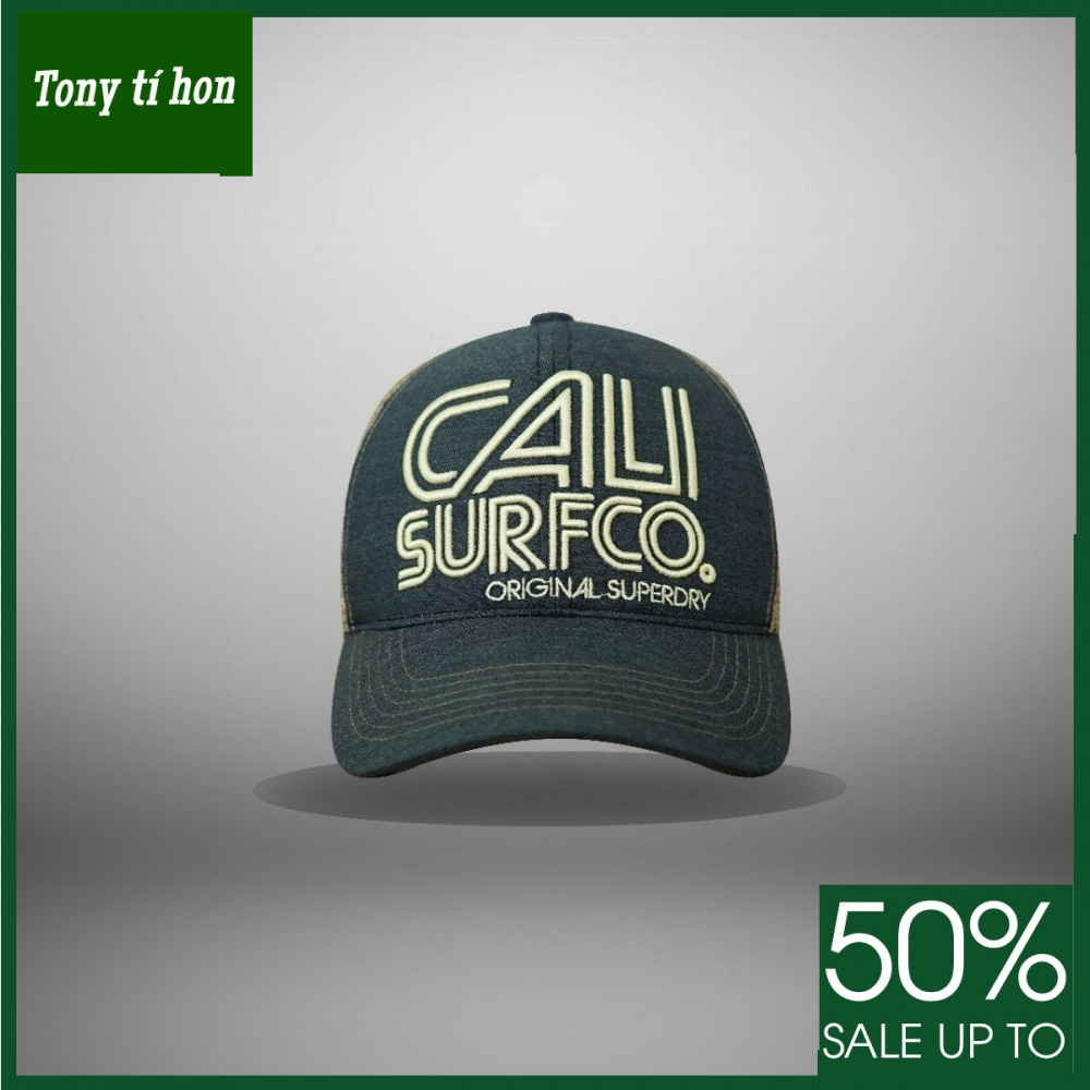 Tony tí hon_ tặng quà khi mua_ Mũ nón kết lưỡi trai nam nữ CaLi Surfco Superdry xanh phối lưới cao cấp