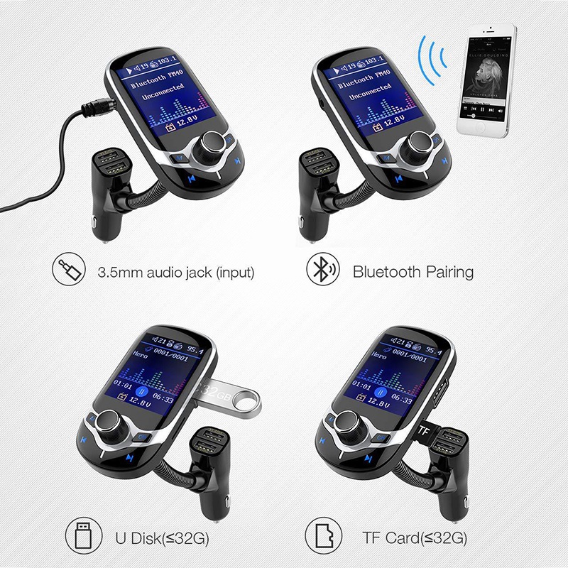 Máy Nghe Nhạc Mp3 Bluetooth Không Dây Sạc Nhanh Qc3.0 Cho Xe Hơi