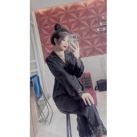 Bộ pijama lụa pha ren cao cấp hàng QC | BigBuy360 - bigbuy360.vn