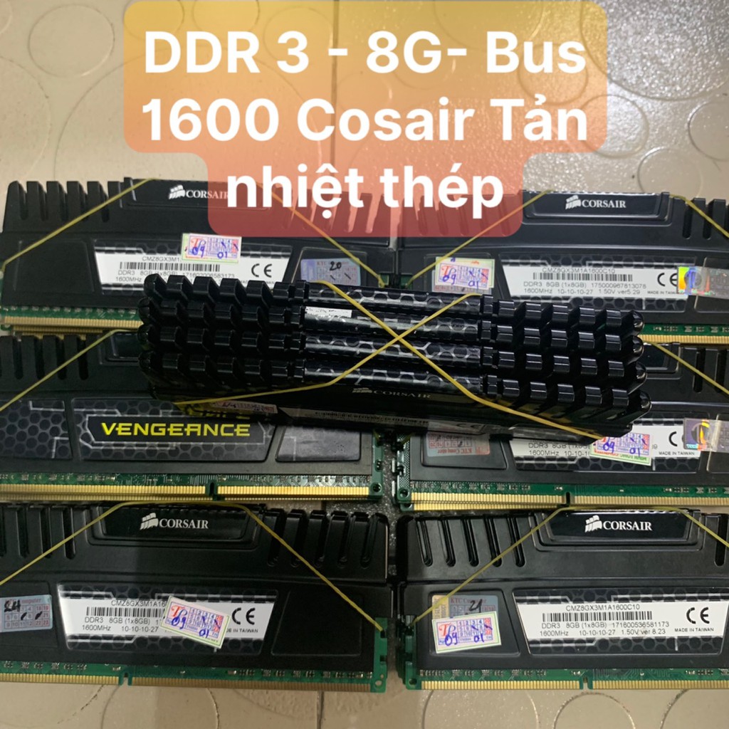 RAM - DDR3 - 8G - Bus 1600 Hiệu COSAIR Tản Nhiệt Thép - Vi Tính Bắc Hải