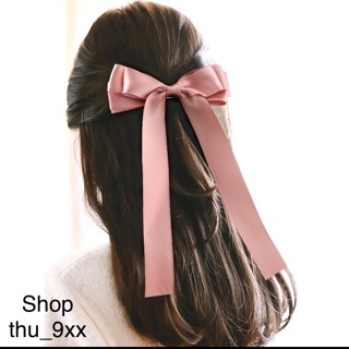 Kẹp Tóc Nơ Ruy Băng Satin 3 Tầng Đuôi Dài