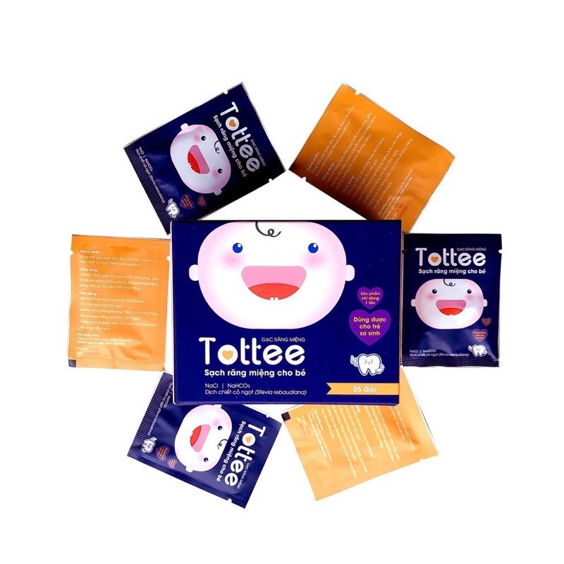 Gạc Răng Miệng Tottee Tinh Chất Cỏ Ngọt - Hộp 25 Gói
