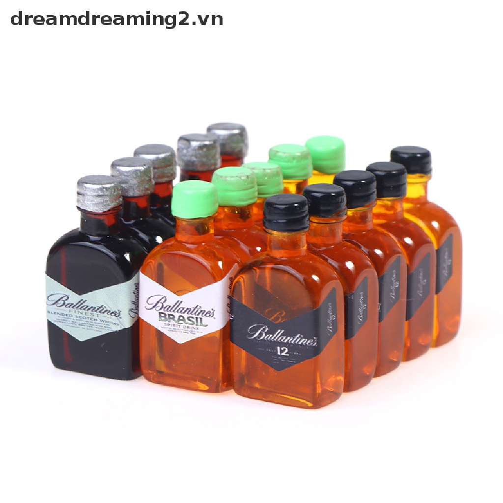 Bộ 5 Mô Hình Chai Rượu mini Tỉ Lệ 1 / 12 Dùng Để Trang Trí Nhà Búp Bê