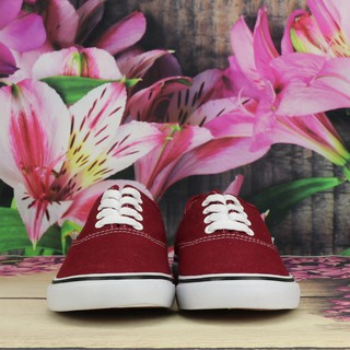 Giày Van Classic Vải canvas Nữ Màu Đỏ Đậm