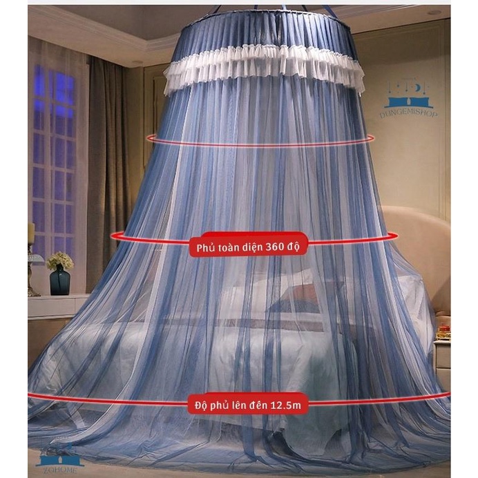 Mùng công chúa cao cấp treo trần, màn khung tròn không khoan tường phòng ngủ đẹp chống muỗi ZO HOME - N4