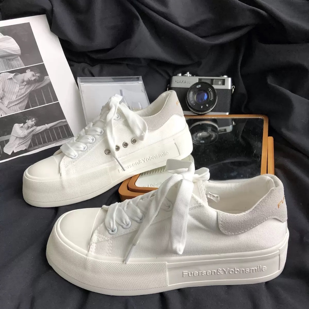 Giày thể thao nữ đế bánh mì, giày sneaker độn đế dáng basic dễ phối đồ