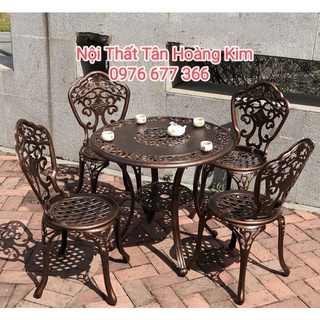 Bàn ghế sân vườn nhôm đúc nhập khẩu mẫu hoa lan
