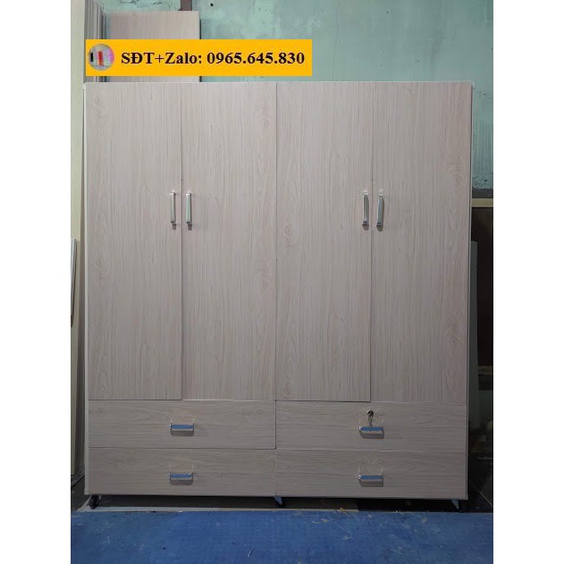 Tủ Nhựa Đài Loan 4 Cánh Màu Xoan Đào N219