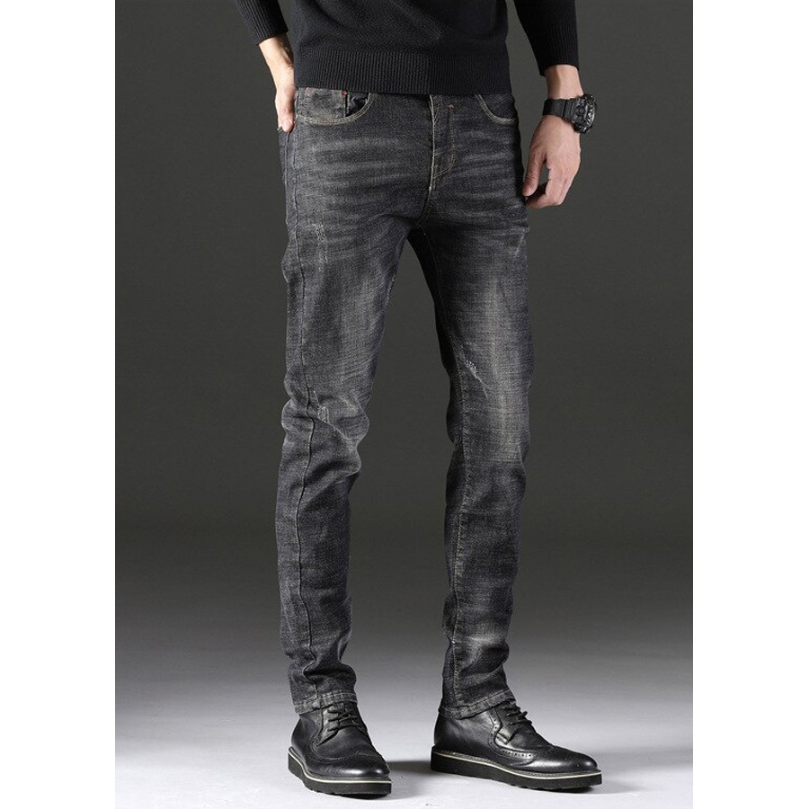 Quần Bò Nam Đen Xước Dáng Vừa Chất Đẹp Ít Phai Màu Co Giãn Nhẹ Không Xù Lông | BigBuy360 - bigbuy360.vn