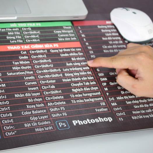 Miếng lót chuột phím tắt văn phòng office, photoshop, AI,... SIZE 30x80 dày thiết kế bảng tiếng việt | TPST Shop