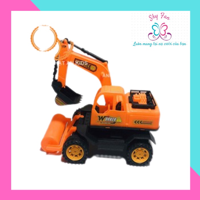 Máy xúc đồ chơi cho bé loại lớn kết hợp với xe lu đà đẩy tự chạy các chi tiết đều hoạt động được Mã D02-SKY FAN