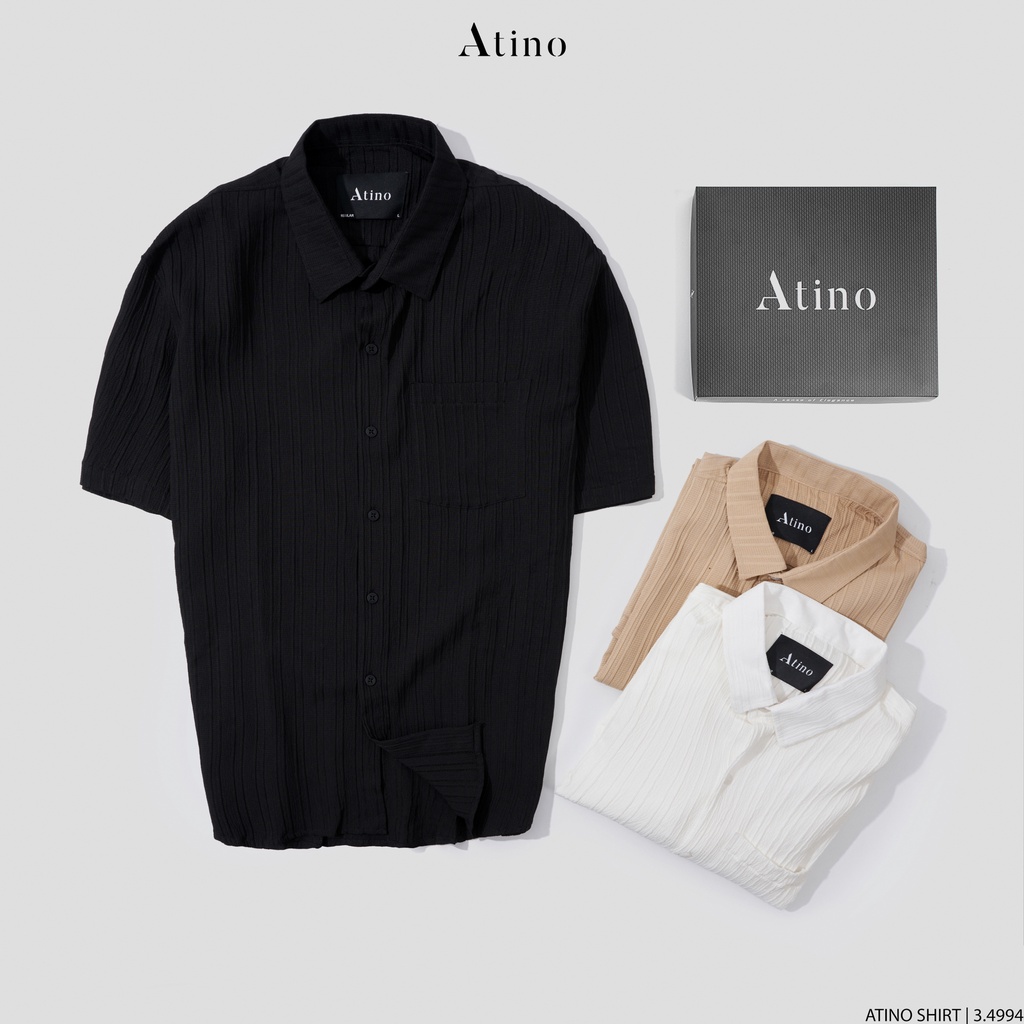 Áo Sơ Mi Cộc Tay Nam Trơn ATINO Vải Cotton mềm mịn thoáng mát Form Regular SM3.4994