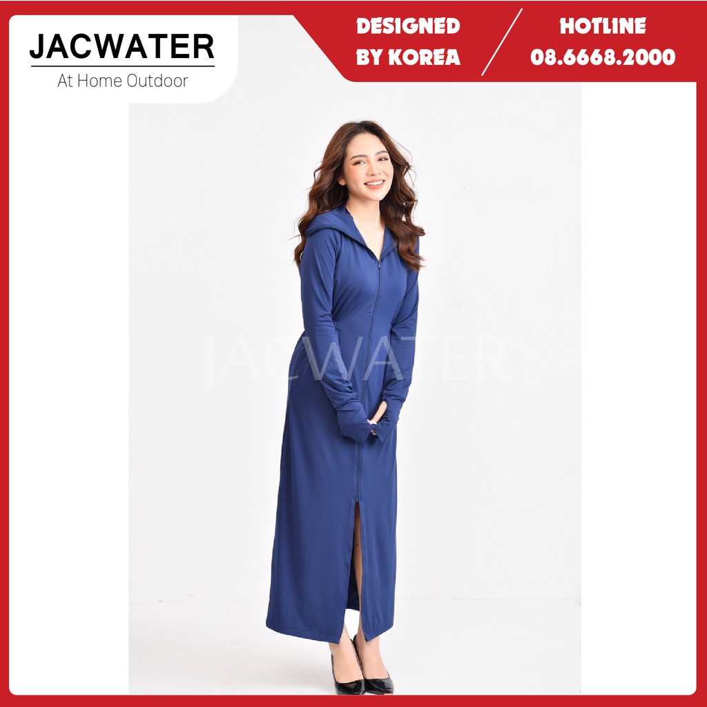 Áo chống nắng nữ 2 lớp dáng dài dày dặn thun lạnh cản tia uv JACWATER V245