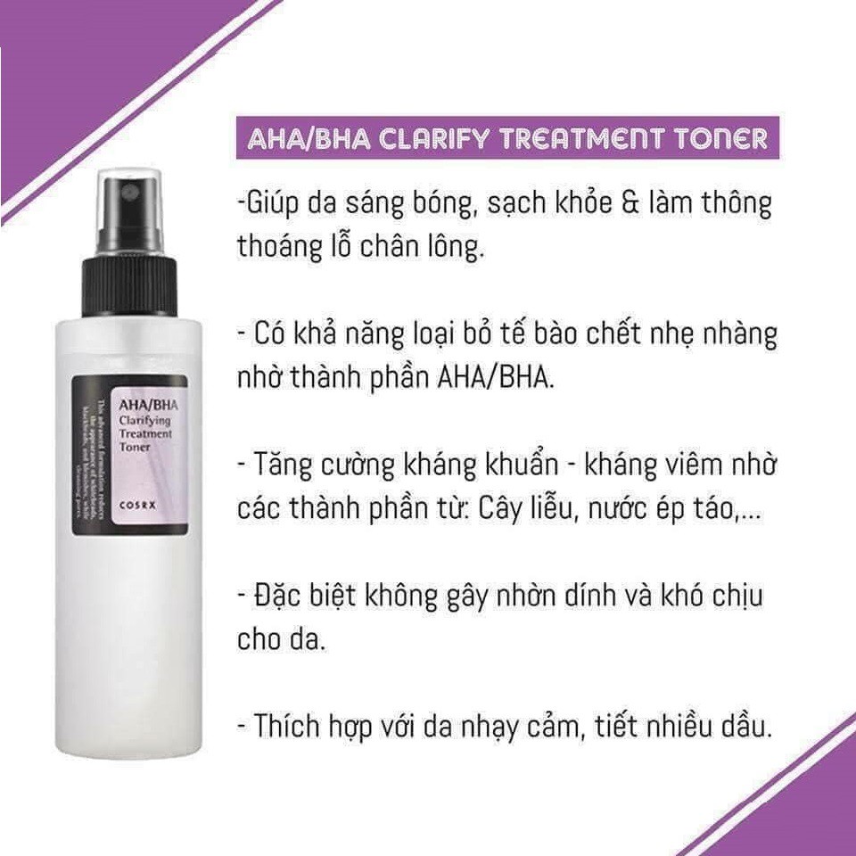 Nước Hoa Hồng Giảm Mụn Cosrx AHA / BHA Clarifying Treatment Toner 150ML