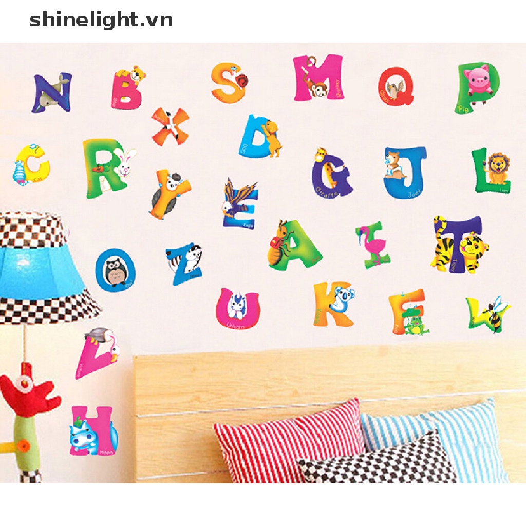 Giấy Dán Tường PVC Hình Bảng Chữ Cái A-Z Trang Trí Phòng Bé