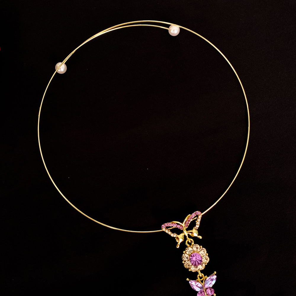 Vòng Cổ Choker Có Hình Bướm Đính Ngọc Trai Thanh Lịch Dành Cho Nữ