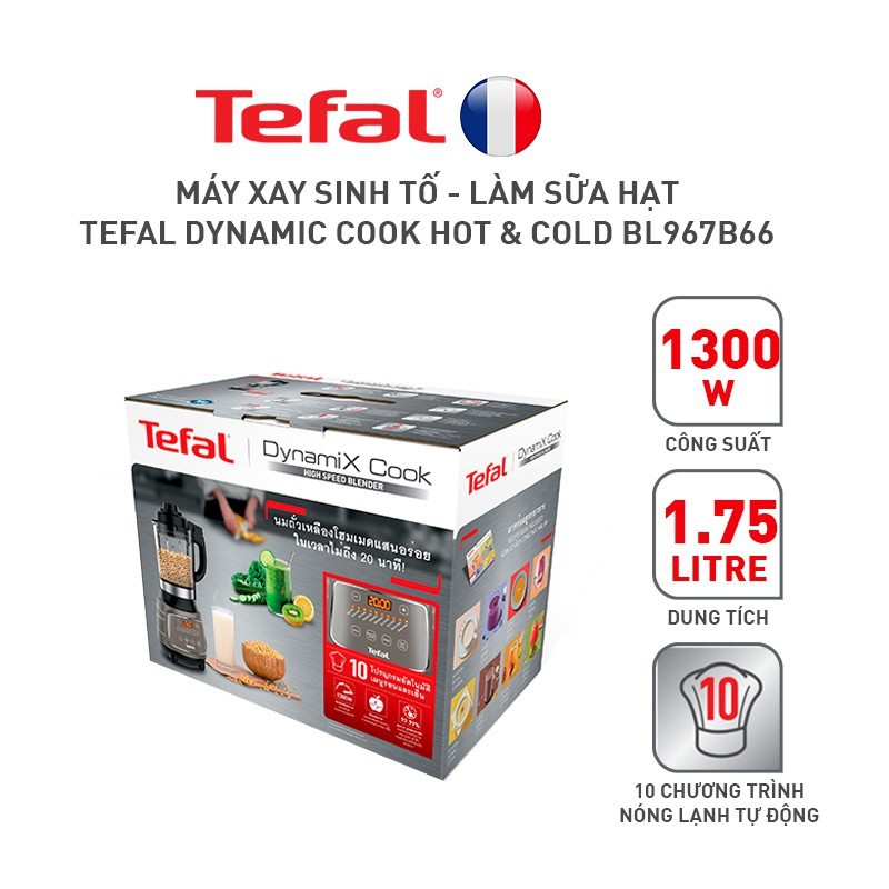 Máy xay sinh tố và làm sữa hạt 1300W Tefal BL967B66 - BH 24 tháng