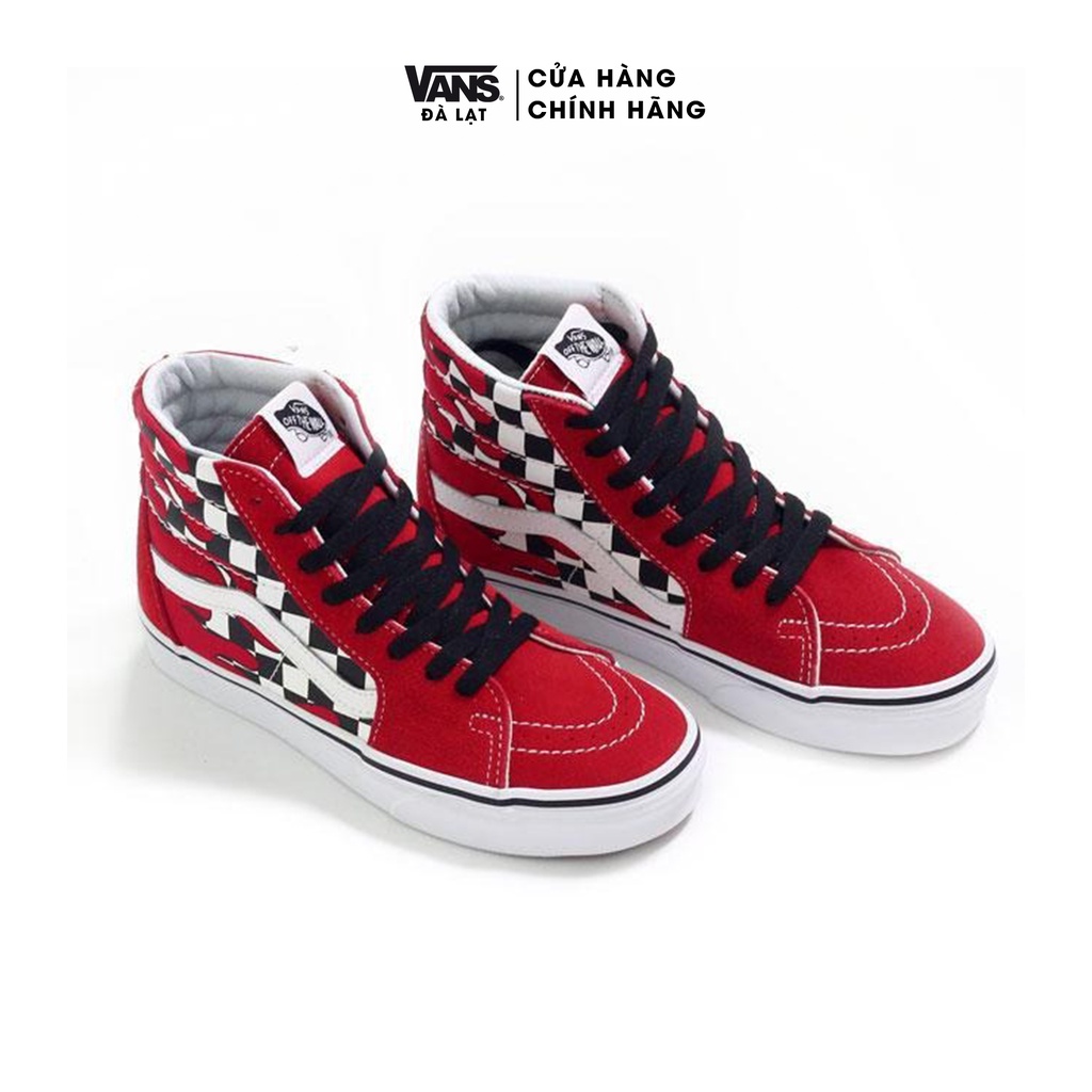 Giày Vans sneaker unisex - Vans SK8-HI CHECKER FLAME chính hãng fullbox - VN0A38GERXH