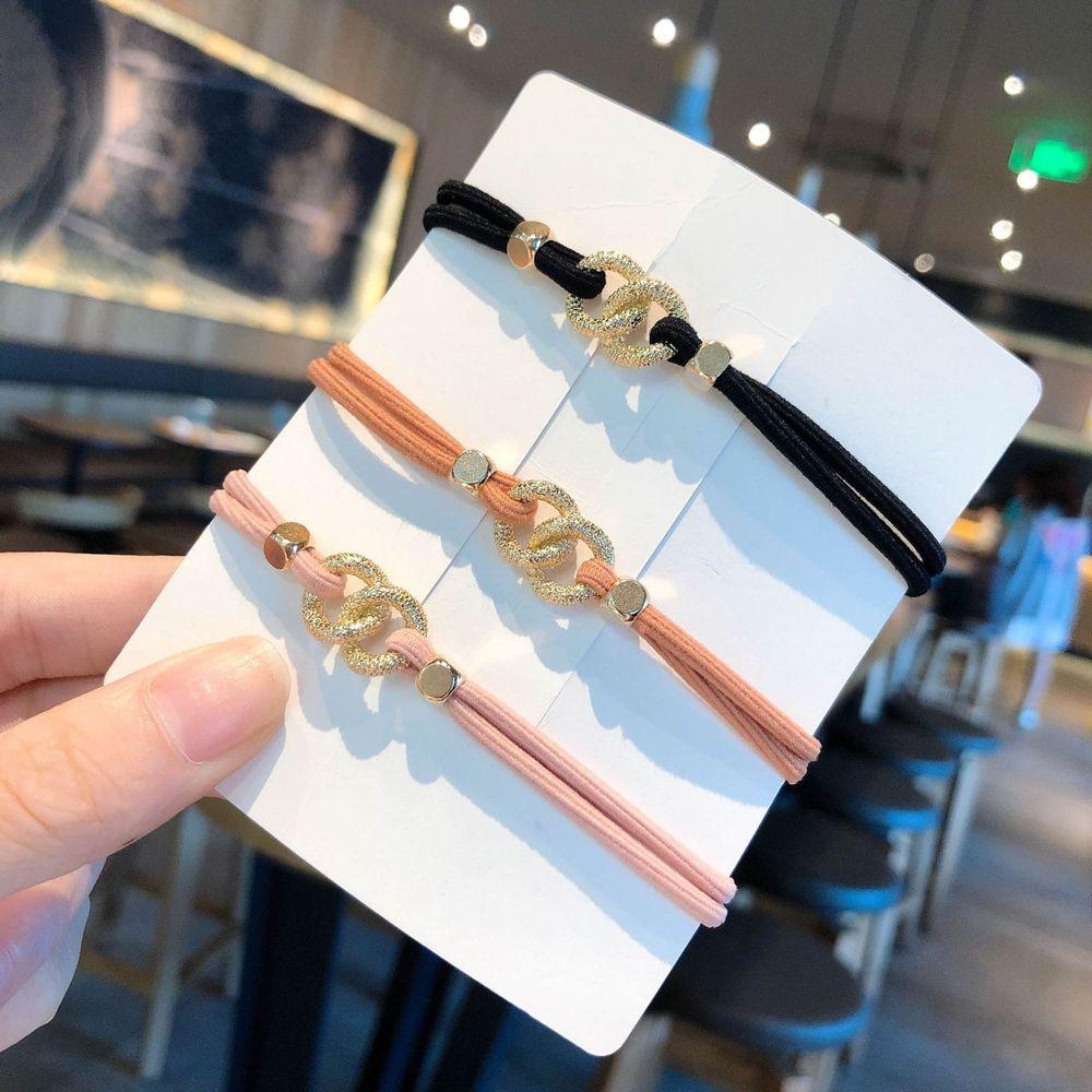 Dây Cột Tóc Cao Su Hai Vòng Tròn Dễ Thương Đơn Giản Cho Nữ