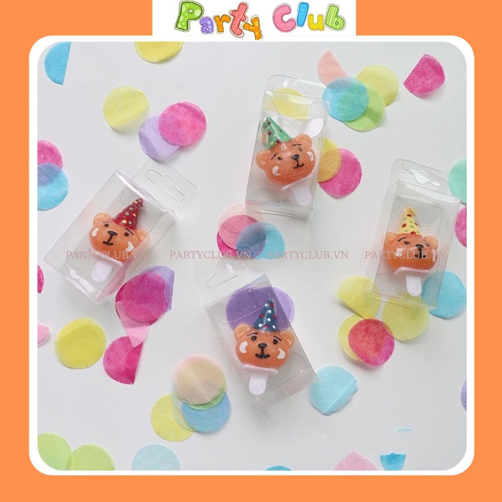 Nến sinh nhật trang trí bánh kem hình mặt gấu