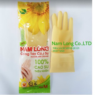GĂNG TAY CAO SU GIA DỤNG NAM LONG - SIZE M - màu: hồng, kem, xanh