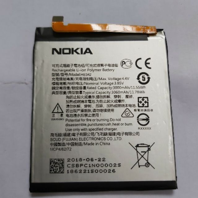 Thay pin Nokia X6 (2018)/  Nokia 6.1 Plus (TA-1099)/ HE342 bảo hành 6