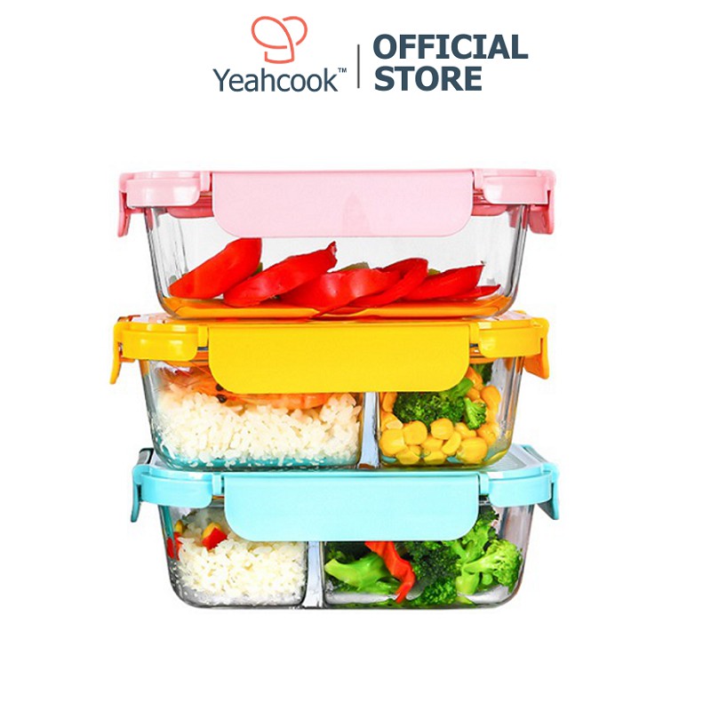 Hộp thủy tinh chia ngăn cao cấp Yeahcook Glass Lunch Box | BigBuy360 - bigbuy360.vn