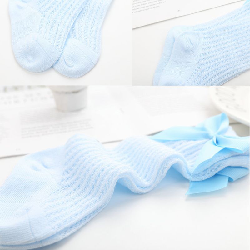 Vớ cotton phối lưới đính nơ cho bé