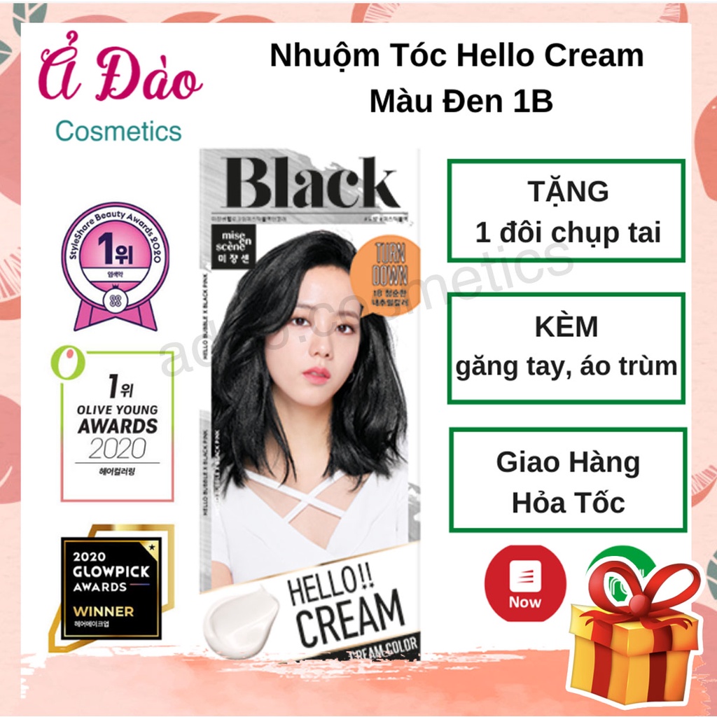 Thuốc nhuộm tóc BalckPink màu đen tuyền 1B | Thuốc nhuộm tóc phủ bạc Mise En Scence Hàn Quốc