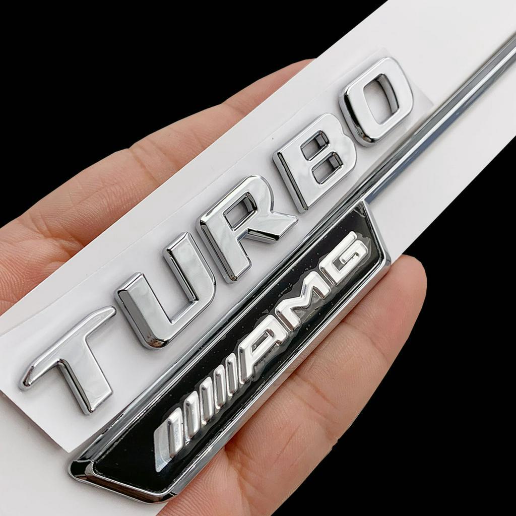 FENDER 1 Cặp Nhãn Dán Chữ Turbo AMG 3D Bằng ABS Trang Trí Thân Xe Hơi Mercedes Benz