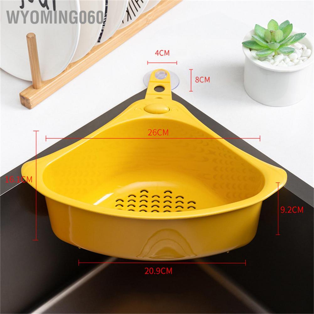 Wyoming060 Kitchen Triangular Drain Basket Stable Easy Draining Corner Sink Strainer for