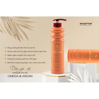 Cặp dầu gội thơm Omega và Argan dưỡng tóc Sophia 500ml