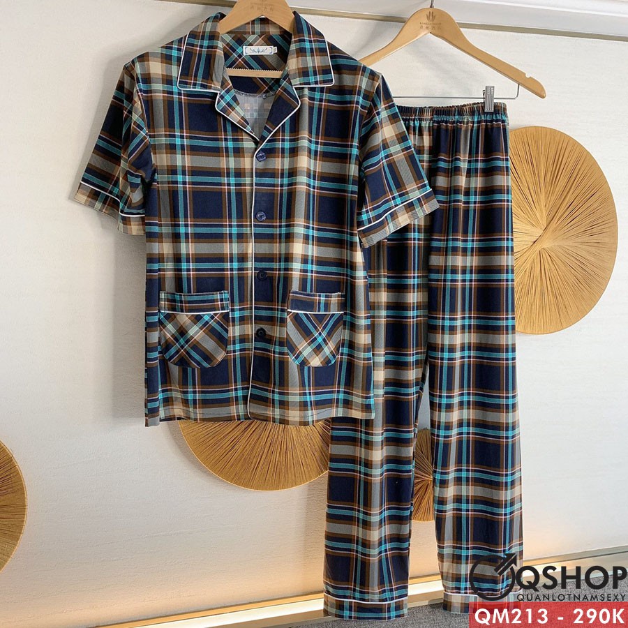 BỘ PIJAMA NAM THUN COTTON BỘ MẶC NHÀ MẶC NGỦ NAM QSHOP QM213