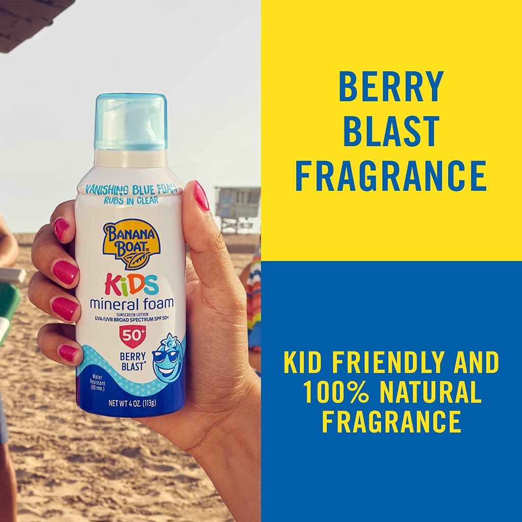 Mousse chống nắng kháng nước trẻ em Banana Boat Kids Vanishing Color Reef Friendly Mineral Sunscreen 113g (Mỹ)