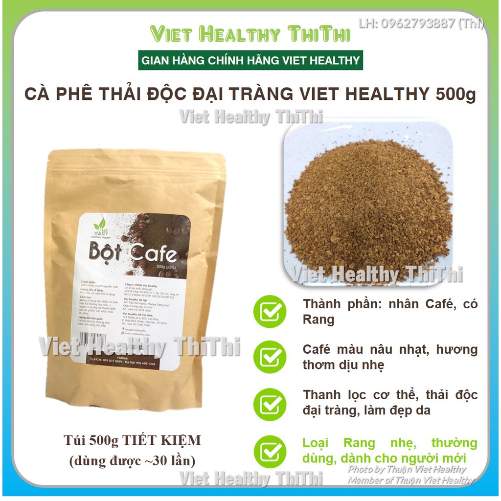 Cà phê viet healthy 500g, cafe hữu cơ thải độc đại tràng viethealthy, enema coffee thụt tháo đại tràng, gerson detox