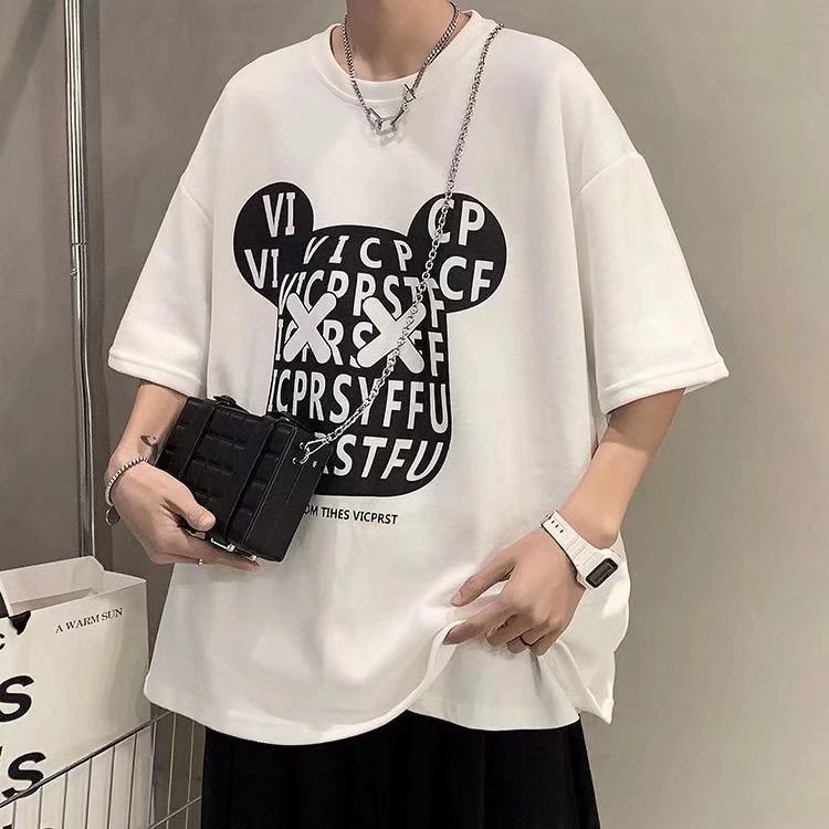 Áo Thun Tay Ngắn Dáng Rộng In Họa Tiết Hoạt Hình Phong Cách Hip Hop Đường Phố Hàn Quốc Thời Trang Cho Nam Và Nữ M-8XL