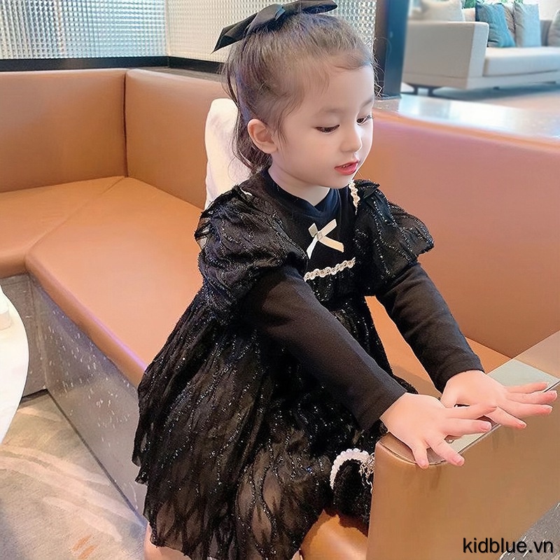 Đầm Công Chúa Chữ A Bằng Vải Tuyn Đính Nơ Dễ Thương Cho Bé Gái 0-3 Tuổi
