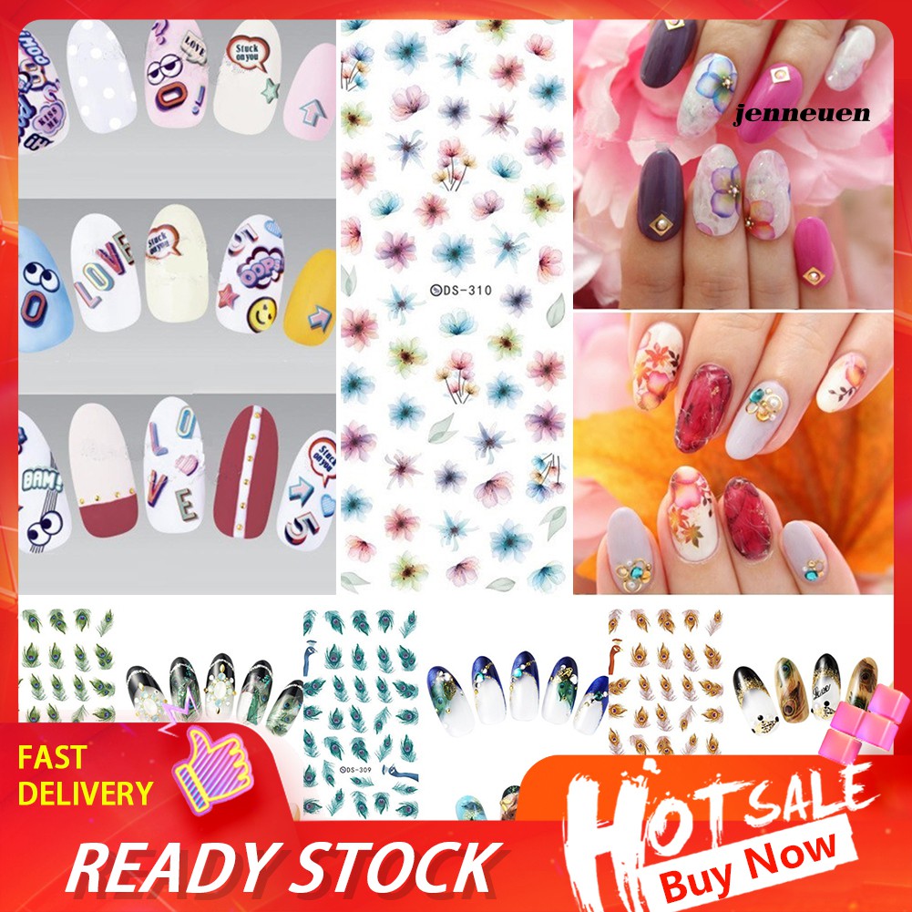 [Hàng mới về] Hình Dán Trang Trí Móng Tay Họa Tiết Hoa Xinh Xắn