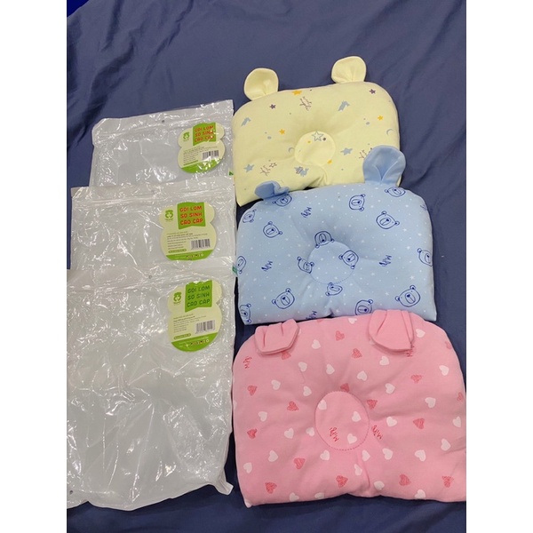 Gối Lõm Chống Bẹp Đầu Mipbi Cotton Chất Đẹp Cho Bé KT 20x23x2cm