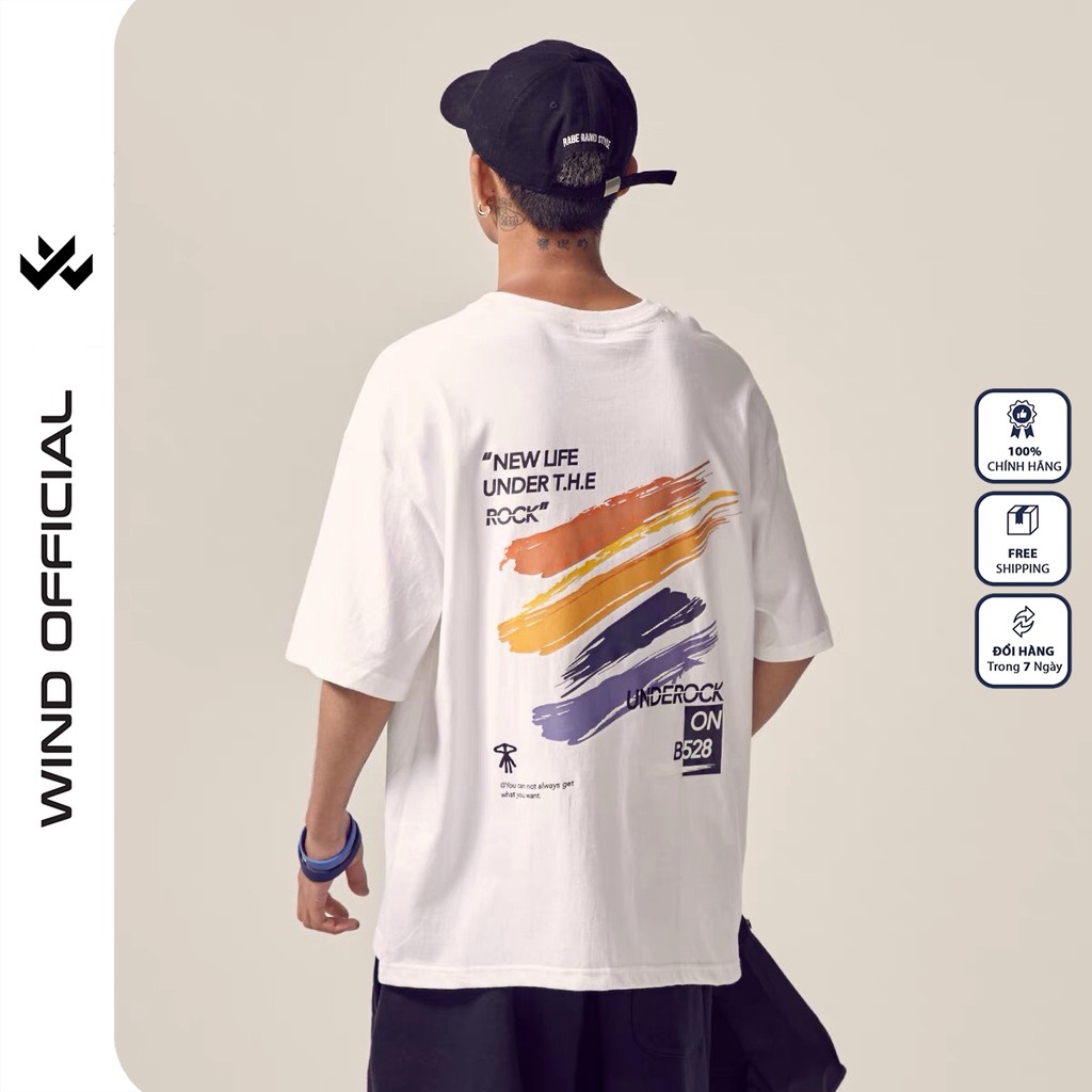 Áo thun tay lỡ WIND phông unisex form rộng B814 nam nữ cotton ulzzang oversize